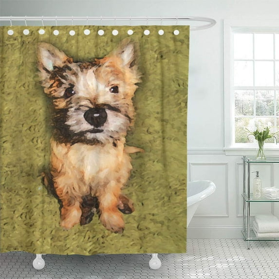 Libin Brown Pet Terrier Cute Dog Fauna Puppy Best Shower Curtain 66x72 inch