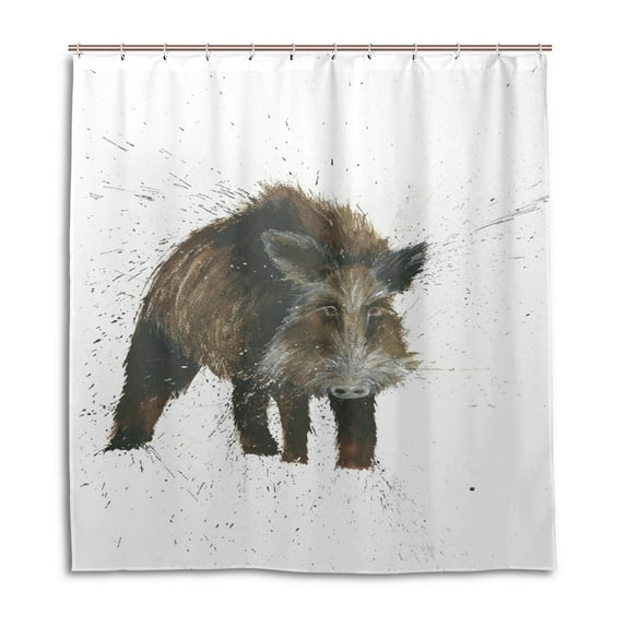 Libin Brown Pig Shower Curtain Waterproof Bathroom Shower Curtain 66x72 inches