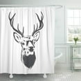 thumbnail image 1 of Libin Buck Deer Head Vector Silhouette Line Antler Draw Graphic Shower Curtain 66x72 inch, 1 of 3