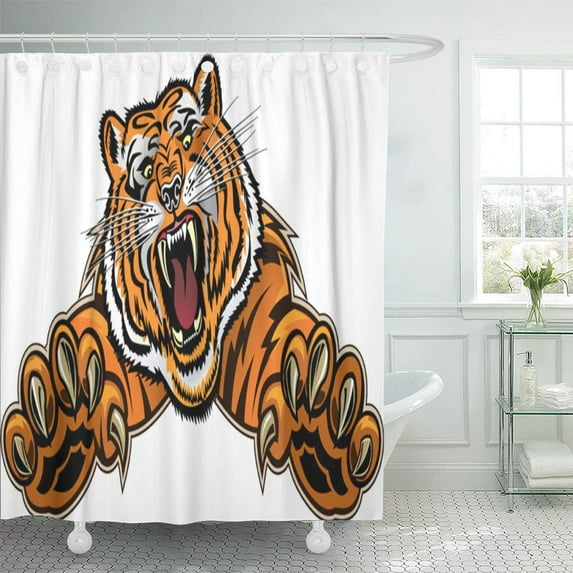 Libin Captive Head Tiger Jump Lion Aggression Anger Big Shower Curtain 66x72 inch