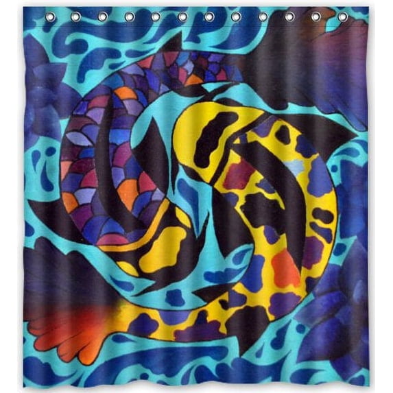 Libin Carp Shower Curtain Polyester Fabric Bathroom Decorative Curtain Size 66x72 Inches