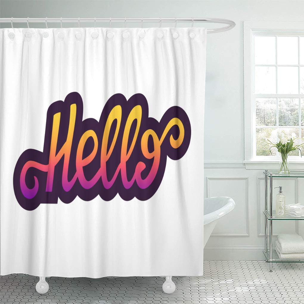 Libin Cartoon Bright Colorful Lettering Hello Hand Sketched Sign Colors ...