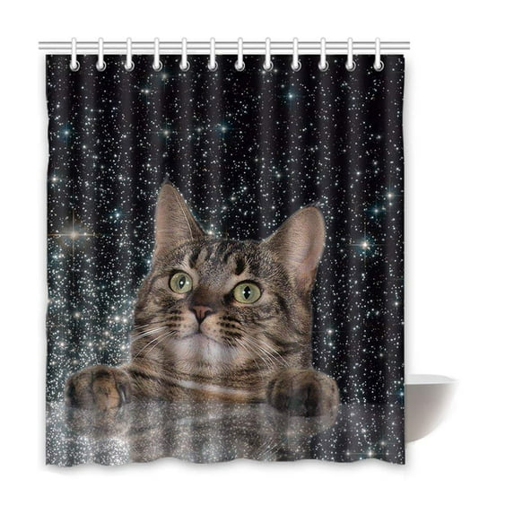 Libin Cat Waterproof Polyester Bathroom Shower Curtain 66x72 Inches