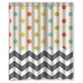 thumbnail image 1 of Libin Chevron And Dotss With Retro Polka Dots And Grey White Chevron Pattern Shower Curtain Polyester Fabric Bathroom Decorative Curtain Size 60x72 Inches, 1 of 3