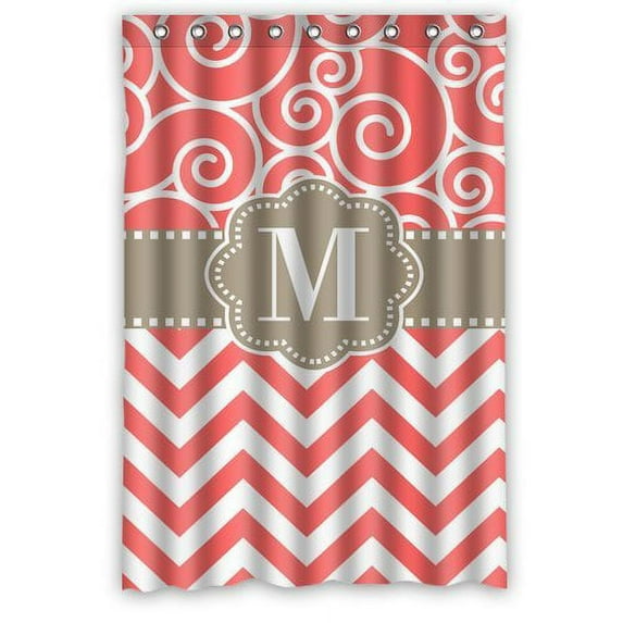 Libin Chevron Dots Shower Curtain Polyester Fabric Bathroom Decorative Curtain Size 48x72 Inches