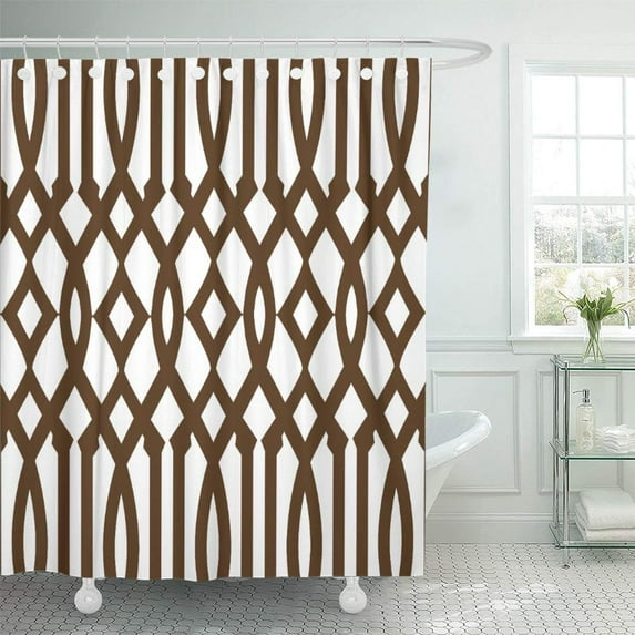 Libin Chic Modern and Brown Imperial Trellis Lattice Preppy Moroccan Shower Curtain 60x72 inch