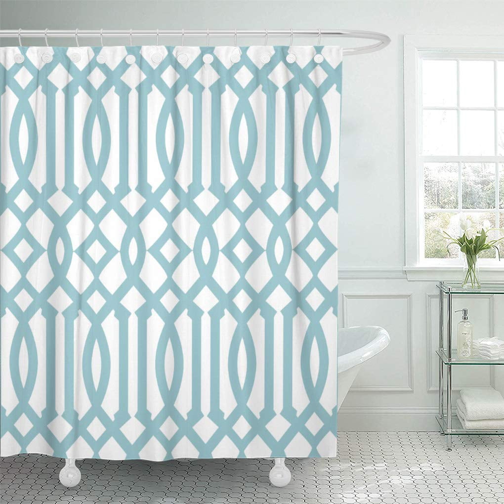 Libin Chic Modern and Sky Blue Imperial Trellis Lattice Preppy Shower ...