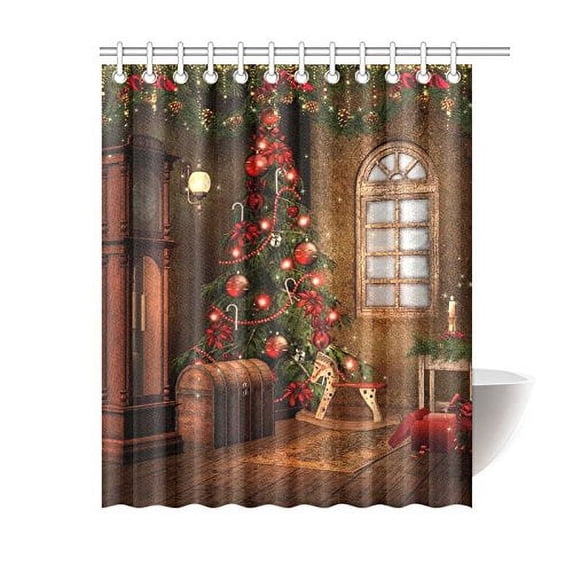 Libin Children Kids Shower Curtain, Christmas Polyester Fabric Shower Curtain Bathroom Sets 60x72 Inches