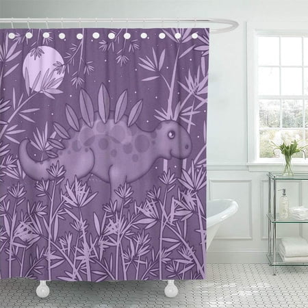 Libin Children Purple Dinosaur Kids Cute Jurrasic Pre Historic Shower Curtain 60x72 inch