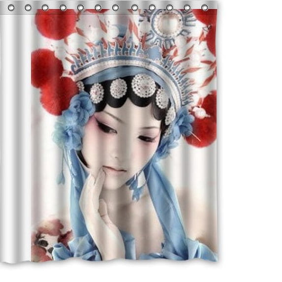 Libin Chinese Operatic Roles Shower Curtain Polyester Fabric Bathroom Decorative Curtain Size 60x72 Inches