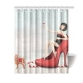 thumbnail image 1 of Libin Christmas Dog And Girl Bathroom Waterproof Fabric Shower Curtain 66x72 inches, 1 of 3