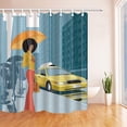 thumbnail image 1 of Libin Cityscape Afro African Beauty with Umbrella in Rain Waiting Car Polyester Fabric Bath Curtain, Bathroom Shower Curtain 66x72 inches, 1 of 3