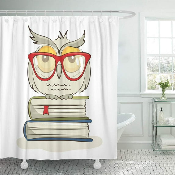 Libin Clever Owl of Bird in Glasses Sitting Shower Curtain 60x72 inch