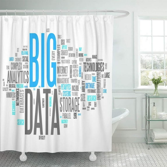 Libin Collection Tag Word Cloud Big Data Technology Collage Typo Shower Curtain 66x72 inch