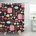 thumbnail image 1 of Libin Colored Symbols of Valentine Day on Black Color The Shower Curtain 66x72 inch, 1 of 3