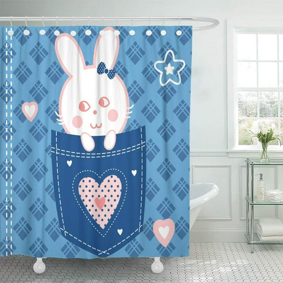 Libin Colorful Baby Cute Bunny Girl Adorable Beautiful Cartoon Shower Curtain 60x72 inch
