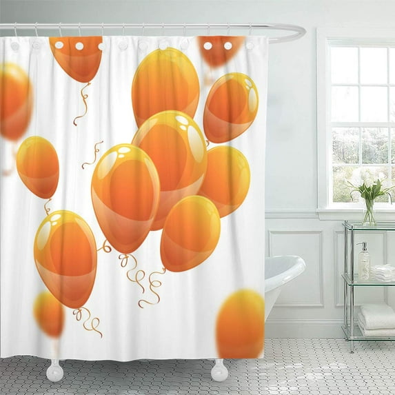 Libin Colorful Black Orange Celebrate Balloons White Air Yellow Birthday Shower Curtain 66x72 inch