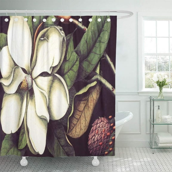 Libin Colorful Black White Magnolia Floral Unique Shower Curtain 60x72 inch