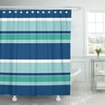 thumbnail image 1 of Libin Colorful Bright Teal Blue Seafoam Green White Stripes Sunny Shower Curtain 66x72 inch, 1 of 3