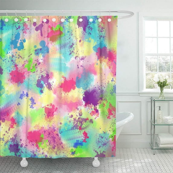 Libin Colorful Cheery Bright Watercolor Abstract Artistic Shower Curtain 60x72 inch