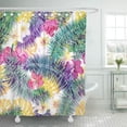 thumbnail image 1 of Libin Colorful Exotic Beautiful Floral Summer Pattern with Tropical Palm Leaves and Flowers Perfect Shower Curtain 66x72 inch, 1 of 3
