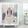 thumbnail image 1 of Libin Colorful Freehand Drawing of Boutique Interior Hanging Racks Furnishings Shower Curtain 66x72 inch, 1 of 3