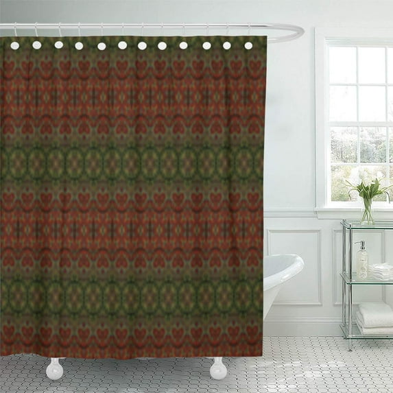 Libin Colorful Geometric Abstract Modern Pattern Red Heart Shower Curtain 60x72 inch