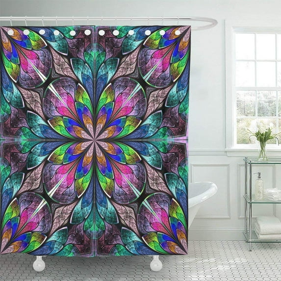 Libin Colorful Multicolored Floral in Stained Glass Window Style You It for Phone Cases and So on Shower Curtain 60x72 inch