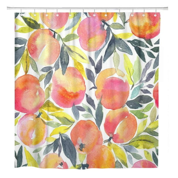 Libin Colorful Peach Bright Watercolor Peaches Fruit Orange Pattern Shower Curtain 66x72 inch