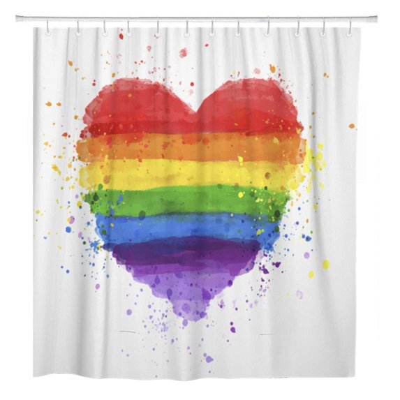 Libin Colorful Rainbow Love Heart Shower Curtain 66x72 inch