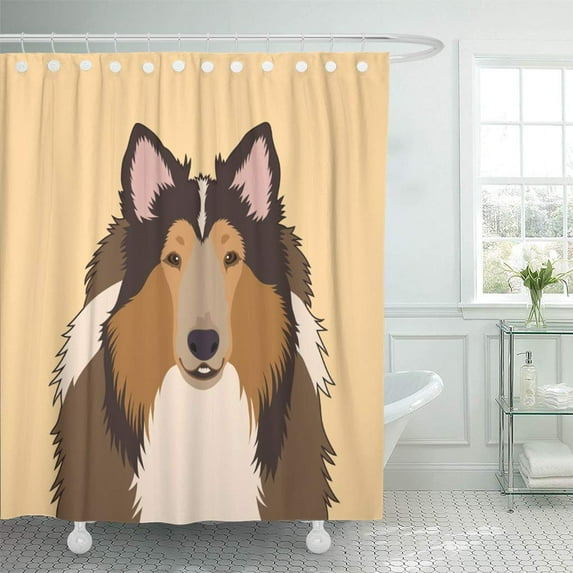 Libin Colorful Rough Collie The Buddy Dog Face Pet Shower Curtain 60x72 inch