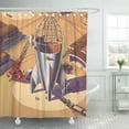 thumbnail image 1 of Libin Construct Vintage Science Fiction Rocket Ship Retro Americana SciFi Shower Curtain 60x72 inch, 1 of 3