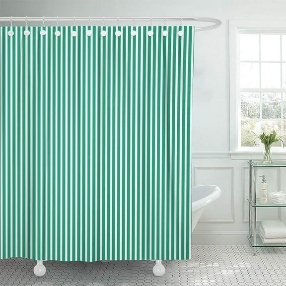 Libin Contemporary Emerald Green Striped Stripe Large Shower Curtain 66x72 inch