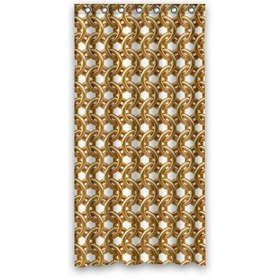 Libin Cool Special Golden Chain Linked Shower Curtain Waterproof Polyester Fabric Bathroom Curtain 36x72 inch