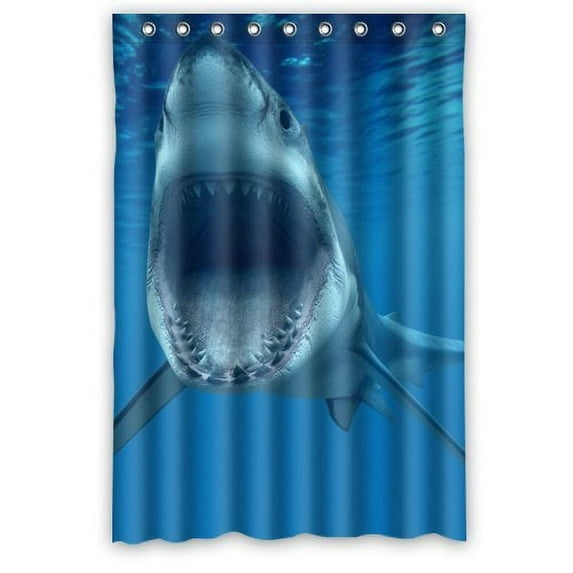 Libin Cool Underwater World Shark Opened Its Mouth Shower Curtain Waterproof Polyester Fabric Bathroom Curtain 48x72 inch