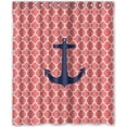 thumbnail image 1 of Libin Coral Moroccan Tile Quatrefoil with Anchor Picture Shower Curtain Polyester Fabric Bathroom Decorative Curtain Size 60x72 Inches, 1 of 3