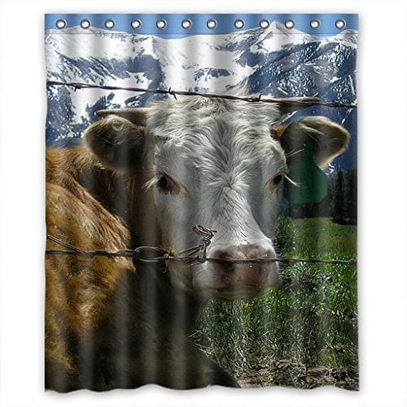 Libin Cow Angela Shower Curtain Polyester Fabric Bathroom Decorative Curtain Size 60x72 Inches