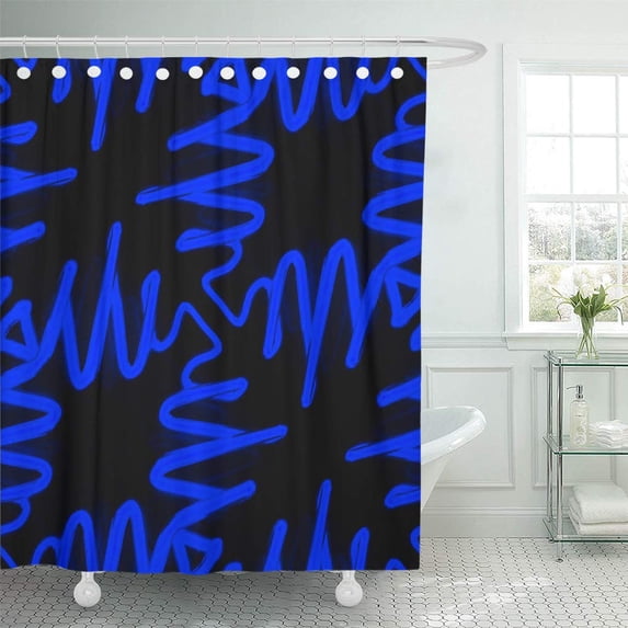 Libin Cricketdiane Modern Neon Blue Black Colorful Shower Curtain 66x72 inch