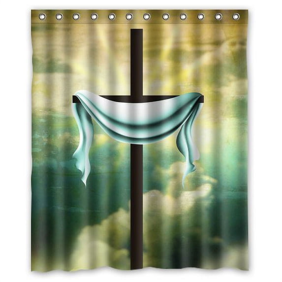 Libin Cross Waterproof Shower Curtain 66x72 inches