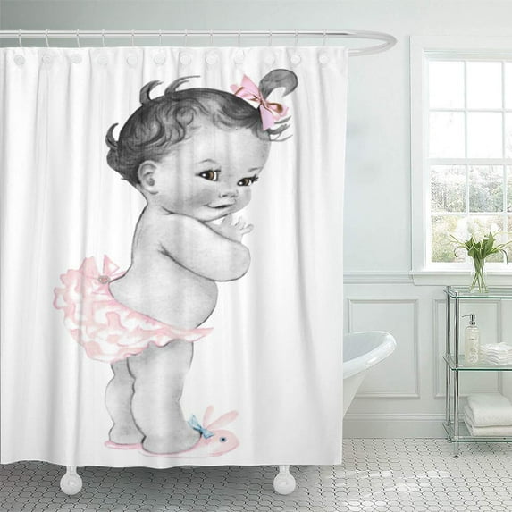 Libin Custom Beautiful Pink Baby Vintage Personalized Customized Babies Mom Shower Curtain 60x72 inch