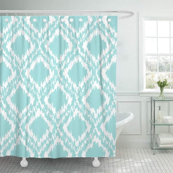 Libin Custom Ikat Diamond Pattern Blue Home Tribal Aztec Southwest Shower Curtain 66x72 inch