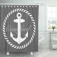 thumbnail image 1 of Libin Custom Preppy Dark Gray Nautical Anchor Monogram Wedding Personalized Shower Curtain 66x72 inch, 1 of 3