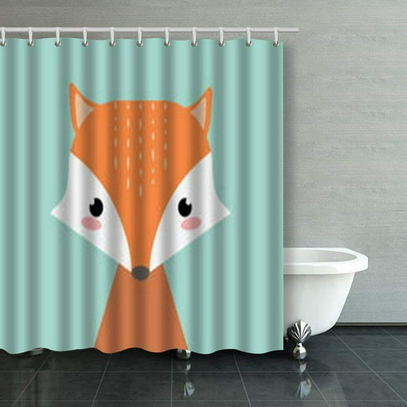 Libin Cute Animals Baby Invitation Babys Fox Shower Curtains Bathroom Curtain 66x72 Inch