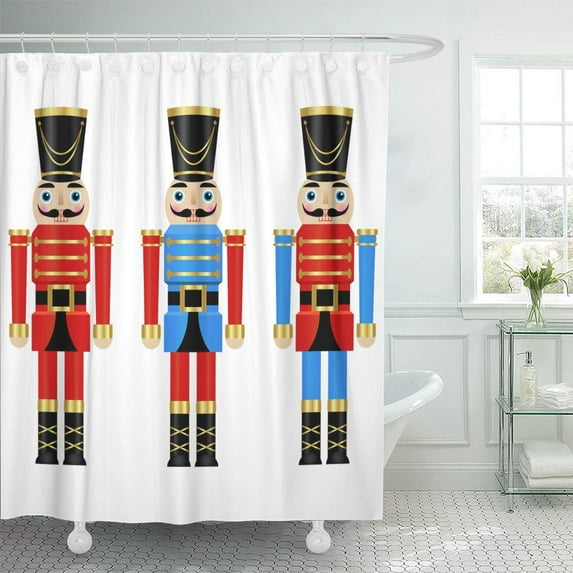 Libin Cute Ballet of Three Colorful Nutcrackers Christmas Greeting Holiday Shower Curtain 60x72 inch