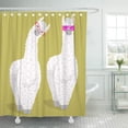 thumbnail image 1 of Libin Cute Cartoon Lama Alpaca in Glasses Unique Patch Shower Curtain 66x72 inch, 1 of 3