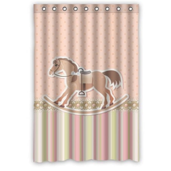 Libin Cute Cartoon Rocking Horse Shower Curtain Waterproof Polyester Fabric Bathroom Curtain 48x72 inch