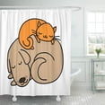 thumbnail image 1 of Libin Cute Sleeping Dog and Cat Best Friends Adorable Cartoon Shower Curtain 66x72 inch, 1 of 3