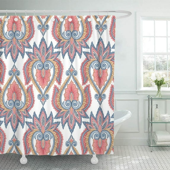 Libin Damask Beautiful Rich Old Luxury Ornamentation Fashioned Royal Floral Shower Curtain 60x72 inch