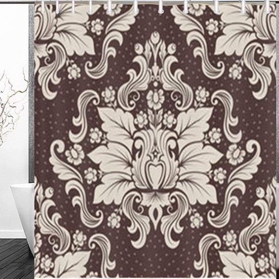 Libin Damask Element Classical Textures Vintage Floral Texture Shower Curtain 60x72 Inches