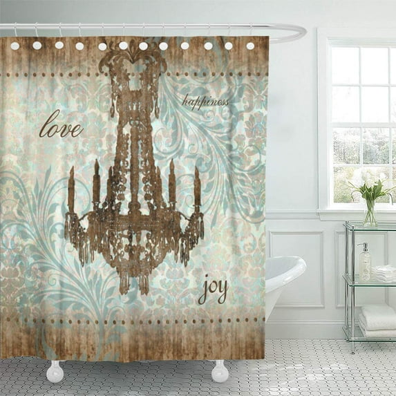 Libin Damask Vintage Chandelier Brown Wedding Home Elegant Fine Architecture Shower Curtain 60x72 inch